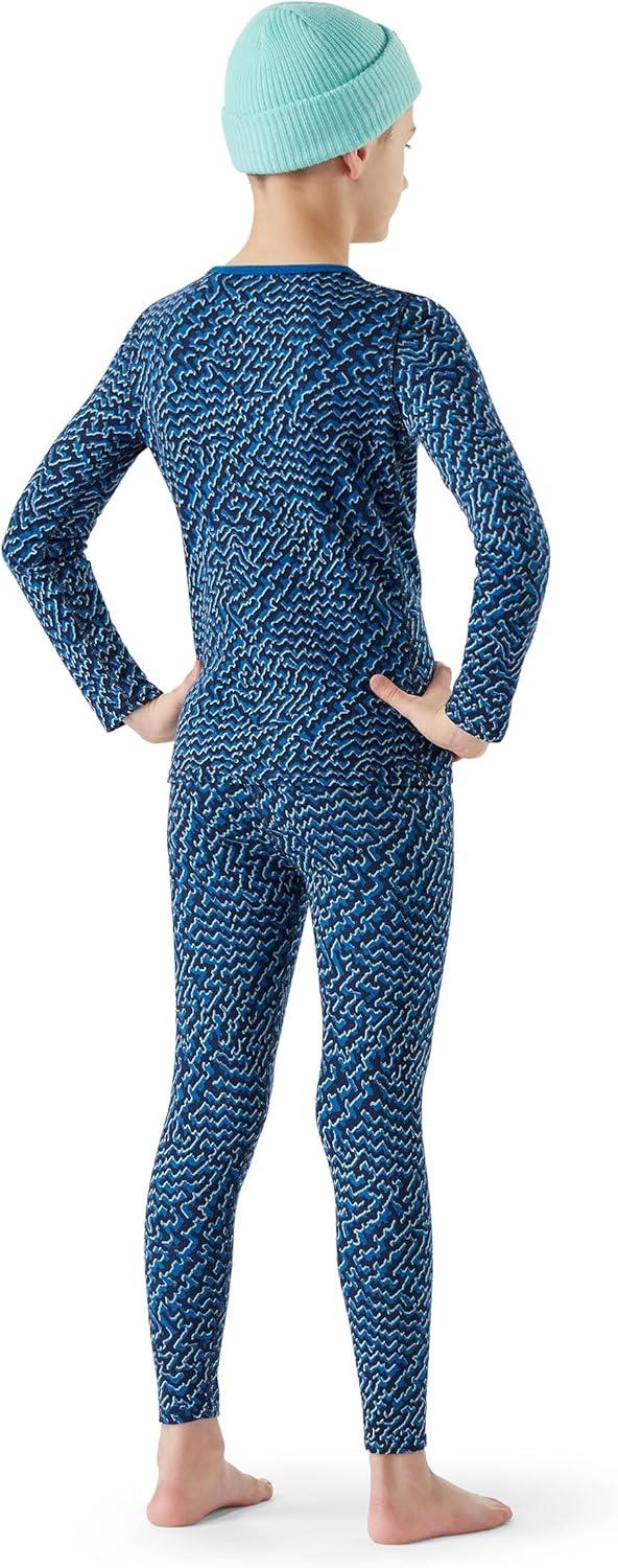 image:imageSmartwool Kids Classic Thermal Merino Base Layer Crew for Boys and GirlsNival Blue Retro Line