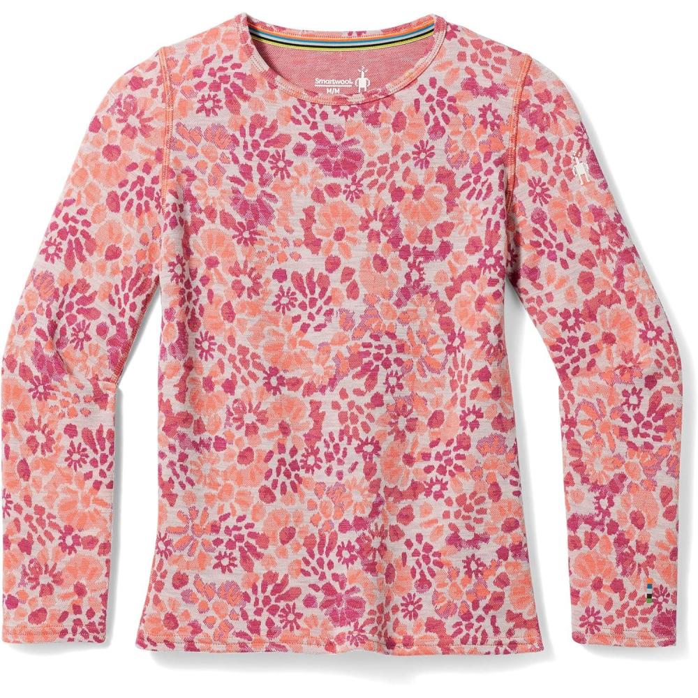 image:imageSmartwool Kids Classic Thermal Merino Base Layer Crew for Boys and GirlsFestive Fuchsia Floral