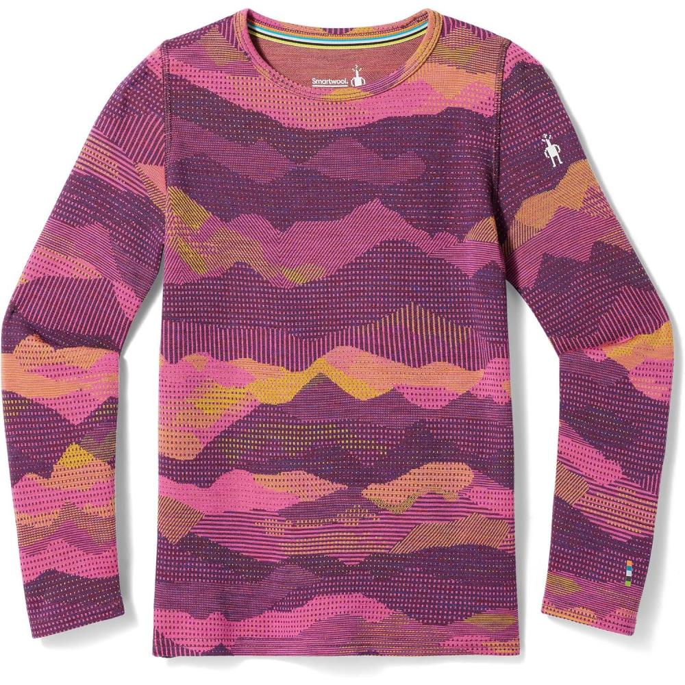 image:imageSmartwool Kids Classic Thermal Merino Base Layer Crew for Boys and GirlsPurple Iris Mtn Scape