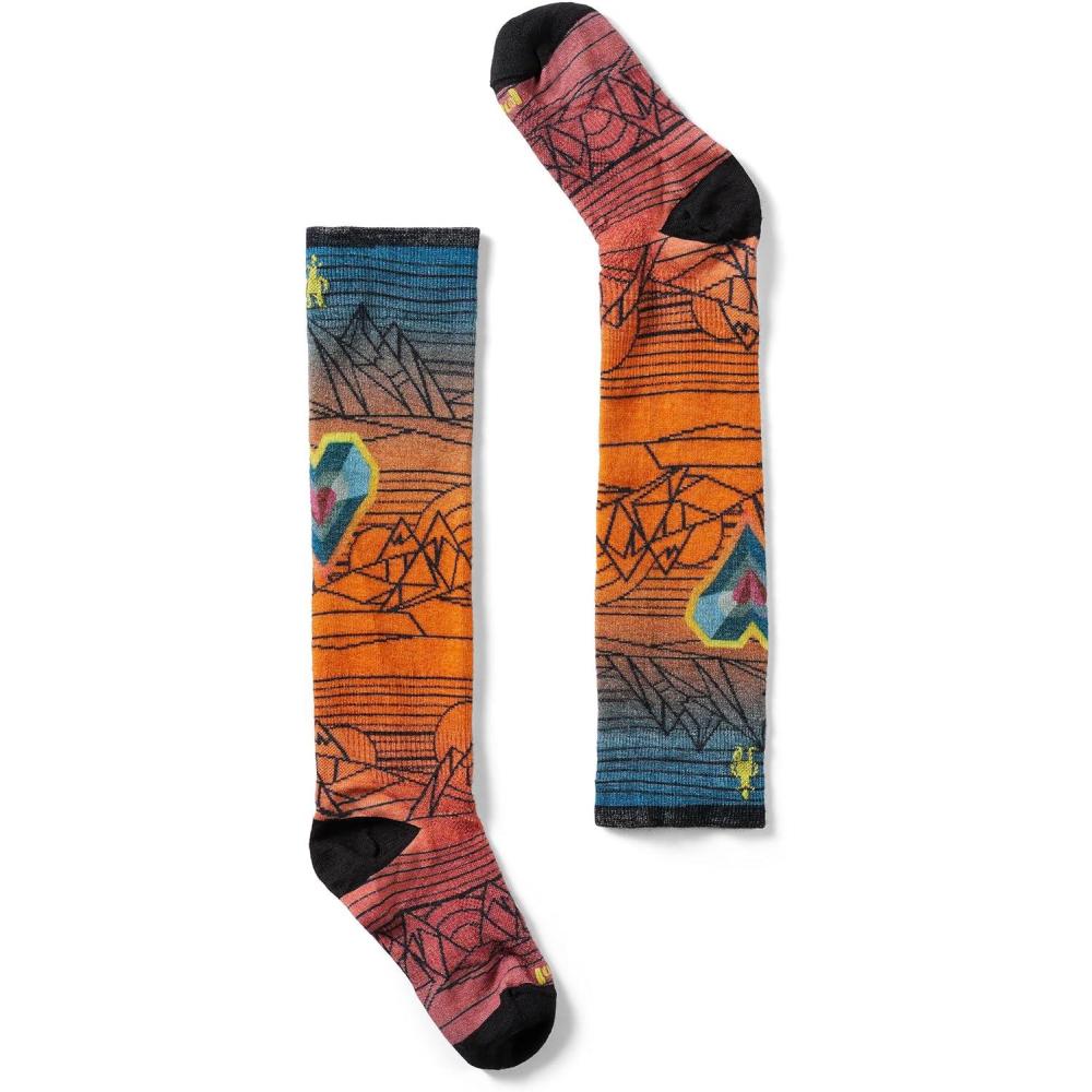 image:imageSmartwool Unisex Kids Junior Ski Zero Cushion Geo Peaks Print Over the Calf Socks Little KidBig KidOrange Rust