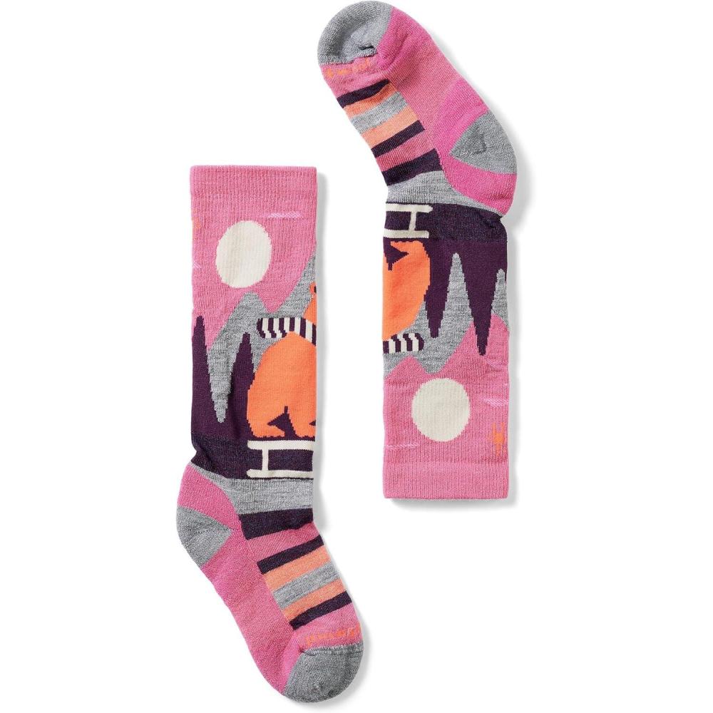image:imageSmartwool Unisex Kids Kids Ski Light Cushion Sleigh Bear Over the Calf Socks ToddlerLittle KidBig KidGarden Pink
