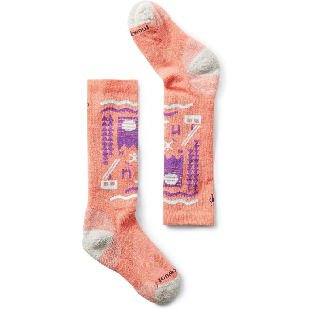 image:imageSmartwool Unisex Kids Wintersport Full Cushion Ski Day Overthecalf Socks ToddlerLittle KidBig KidWild Salmon