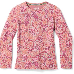 Smartwool Kid’s Classic Thermal Merino Base Layer Crew for Boys and Girls(Festive Fuchsia Floral)