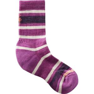 Smartwool Unisex Kids Hike Light Cushion Striped Crew Socks (Toddler/Little Kid/Big Kid)(Meadow Mauve)