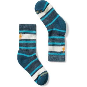 Smartwool Unisex Kids Hike Light Cushion Striped Crew Socks (Toddler/Little Kid/Big Kid)(Twilight Blue)