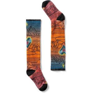 Smartwool Unisex Kids Junior Ski Zero Cushion Geo Peaks Print Over the Calf Socks (Little Kid/Big Kid)(Orange Rust)