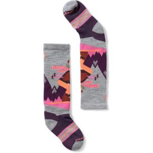 Smartwool Unisex Kids Wintersport Full Mountain Moose Pattern Otc Socks (Toddler/Little Kid/Big Kid)(Light Gray-pink)