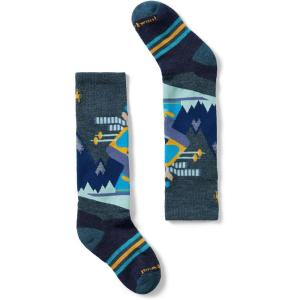 Smartwool Unisex Kids Wintersport Full Mountain Moose Pattern Otc Socks (Toddler/Little Kid/Big Kid)(Twilight Blue)