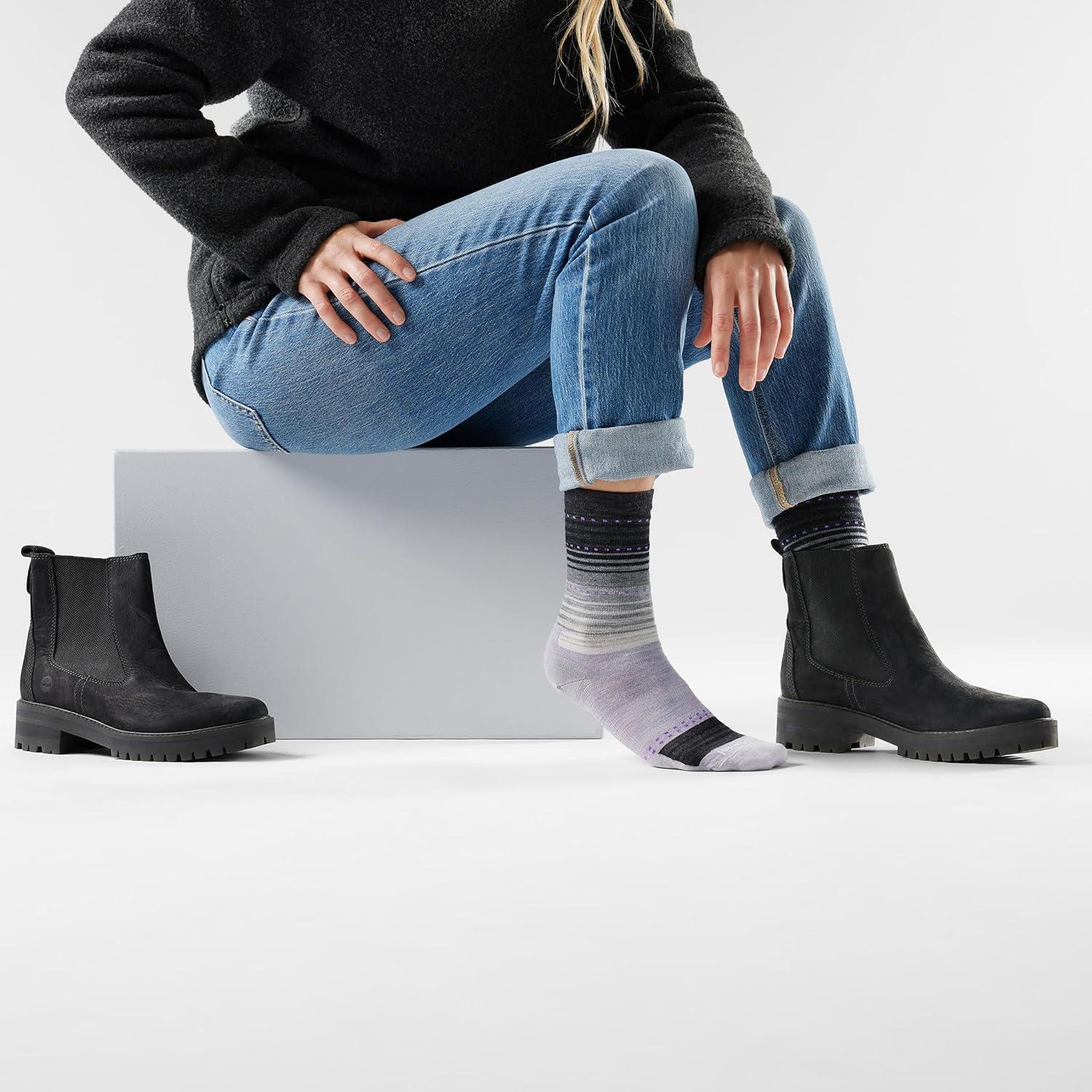 image:imageSmartwool Unisex Everyday Stitch Stripe Crew SocksPurpleBlack