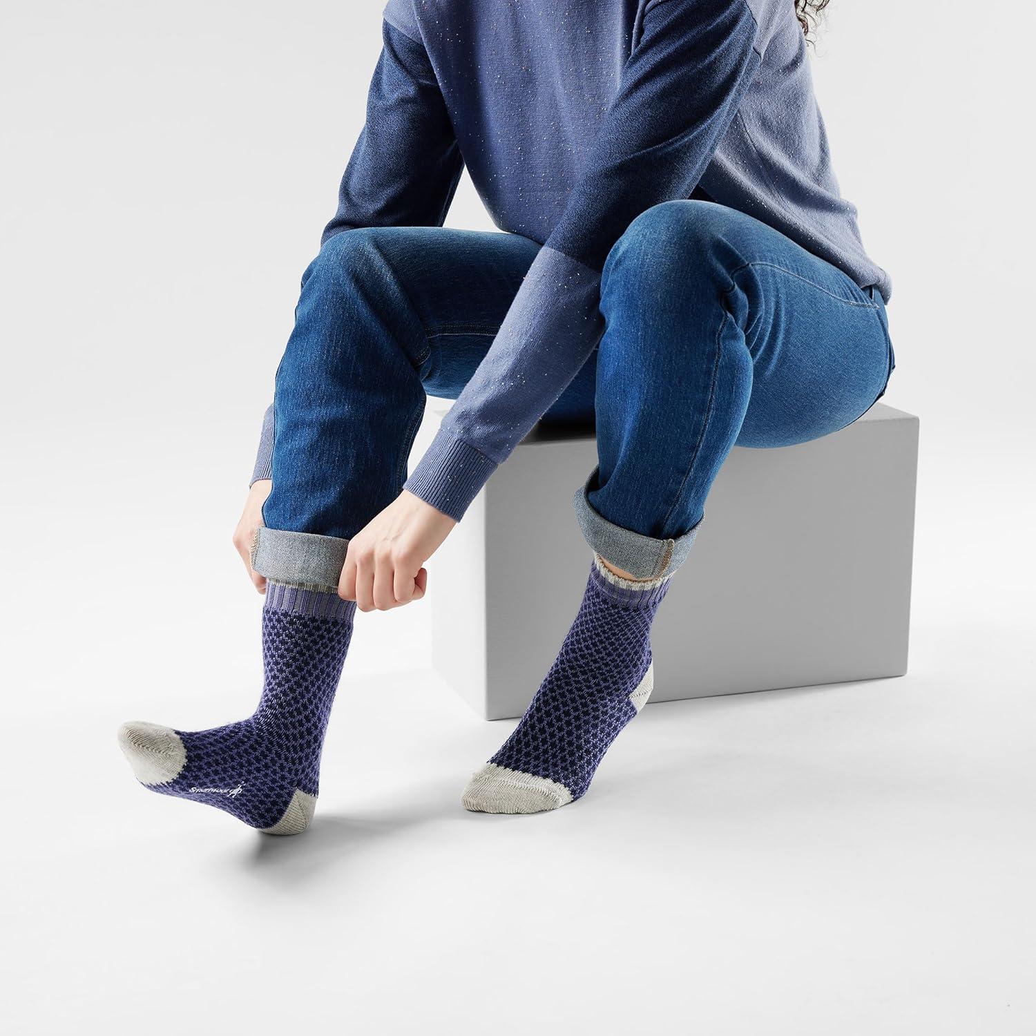 image:imageSmartwool Womens Everyday Cozy Popcorn Polka Dot Crew SocksNightfall Blue