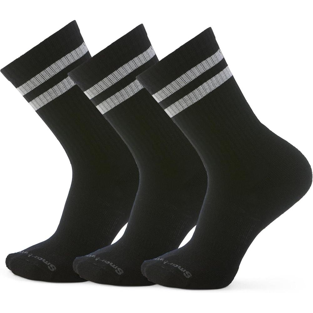 image:imageSmartwool Unisex Everyday Athletic Stripe Crew Socks 3pkBlack