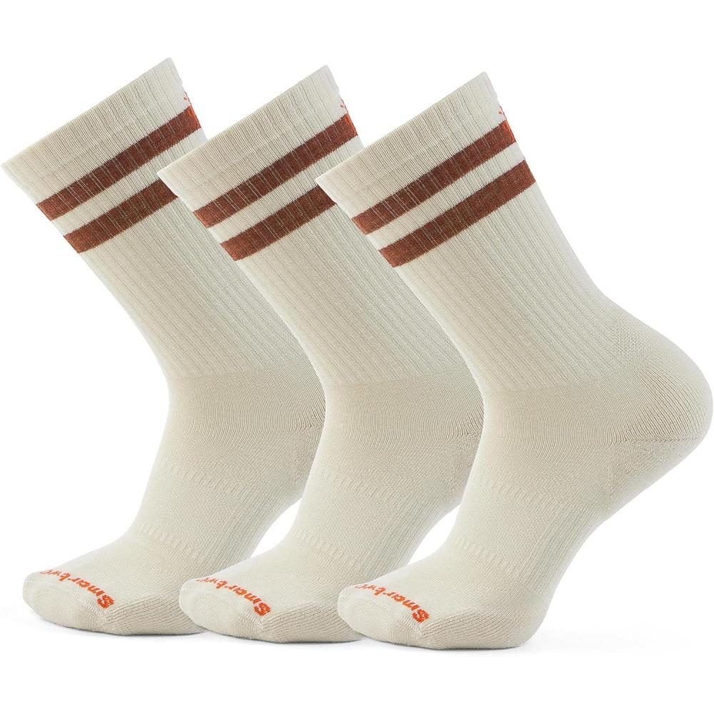 image:imageSmartwool Unisex Everyday Athletic Stripe Crew Socks 3pkNatural