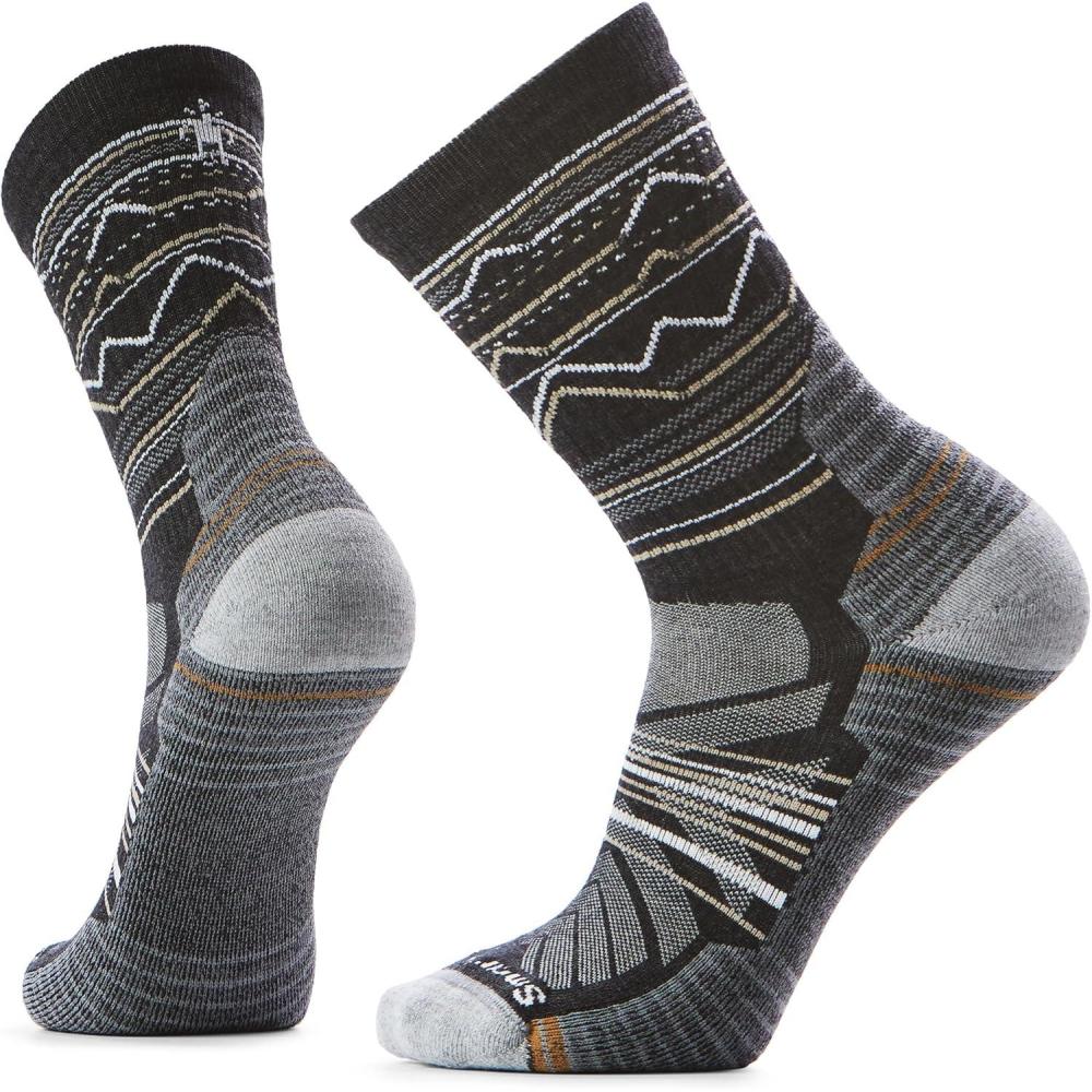 image:imageSmartwool Mens Hike Light Mountain Range Pattern Crew SocksCharcoalLight Gray
