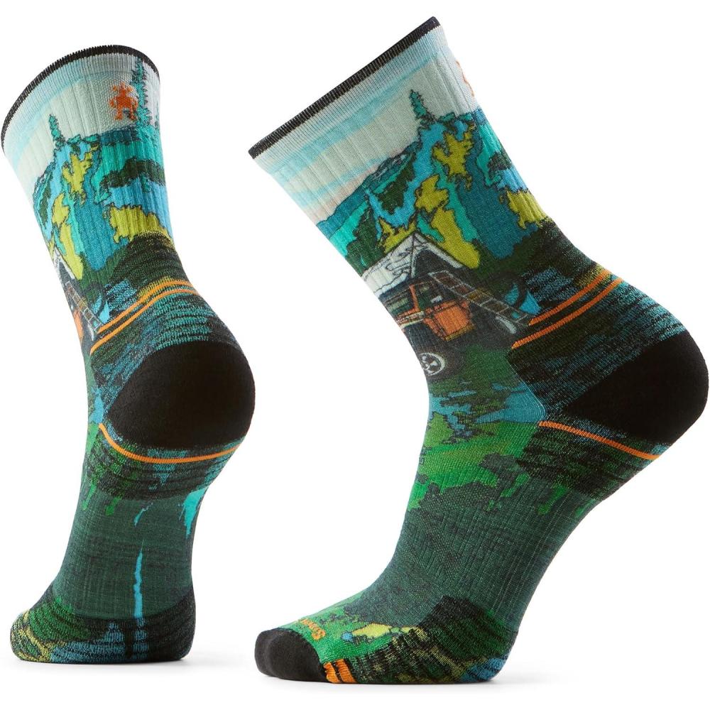 image:imageSmartwool Mens Hike Targeted Cushion Trail Trekker Print Crew SocksWinter Moss