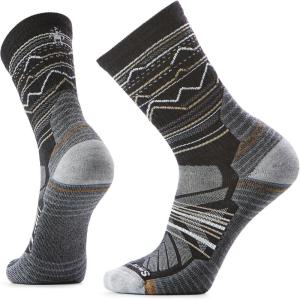 Smartwool Men’s Hike Light Mountain Range Pattern Crew Socks(Charcoal/Light Gray)