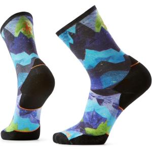 Smartwool Men’s Trail Run Targeted Cushion Summit Sector Print Crew Socks(Nightfall Blue)