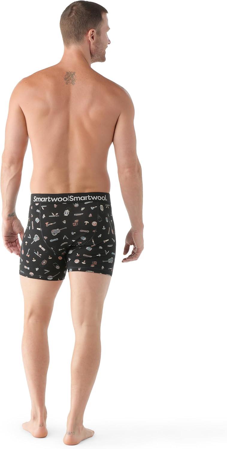 image:imageSmartwool Mens Merino Print Boxer Brief BoxedBlack Gone Camping