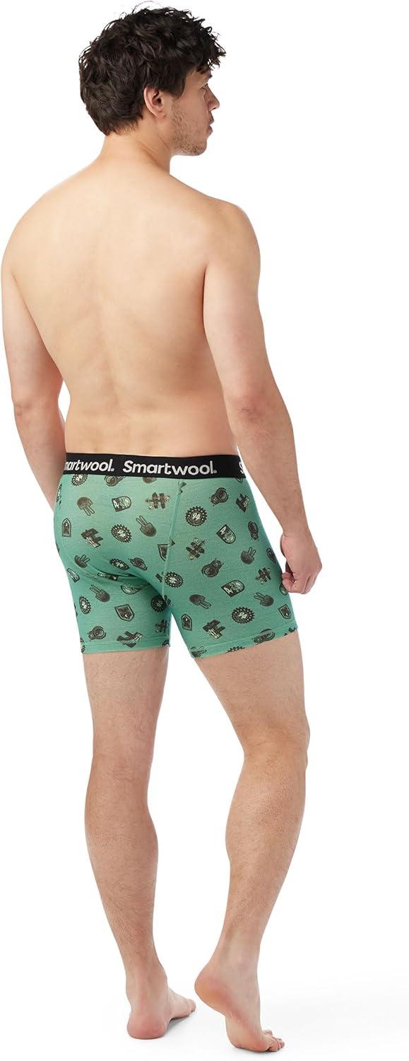 image:imageSmartwool Mens Merino Print Boxer Brief BoxedZen Green Trail Ride