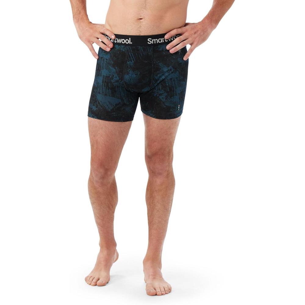 image:imageSmartwool Mens Merino Print Boxer Brief BoxedTwilight Blue Mountain