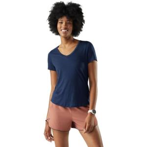 Smartwool Women’s Active Ultralite V-Neck Short Sleeve(Deep Navy)